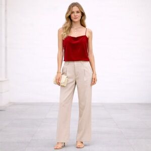 Skylar + Madison Red Velour Soft Spaghetti Strap Tank Top Blouse Size Small